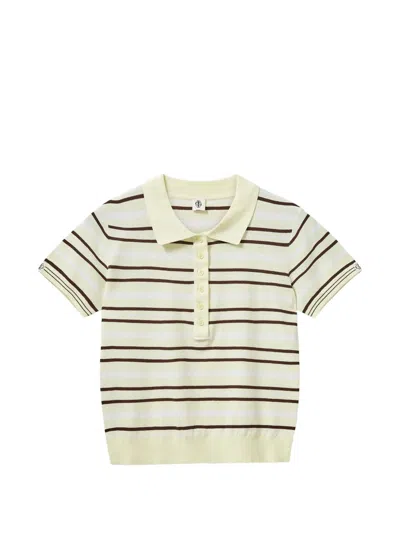 The Garment Viscose Blend Striped Polo Shirt In Yellow