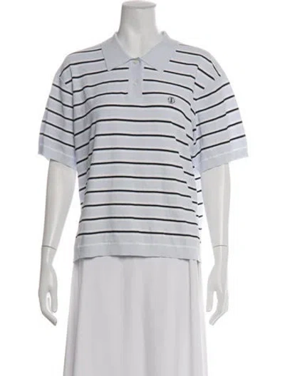 Pre-owned The Garment Striped Short Sleeve Polo In White