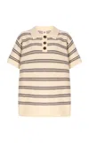 The Garment Striped Wool-cashmere Polo Top