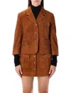 The Garment Suede Fitted Jacket In Brown