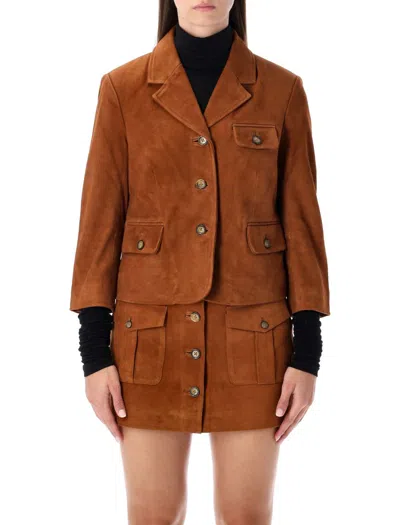 The Garment Suede Fitted Jacket In Brown