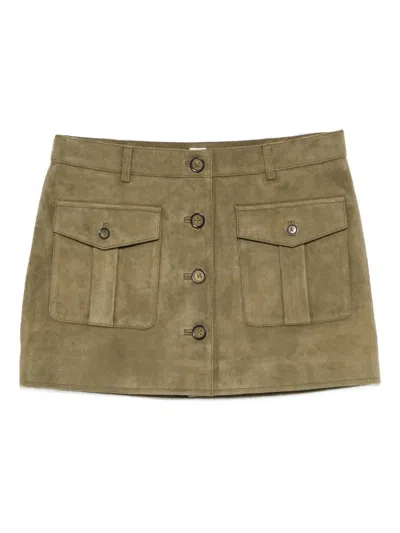 The Garment Suede Mini Skirt In Green