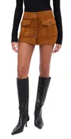 The Garment Brown Suede Mini Skirt With Buttons In Black