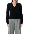 The Garment Como Sleeve Knit Sweater With Flattering V-neck In Black