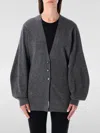 The Garment Grey Melange Como Sleeve Wool Cardigan In Black