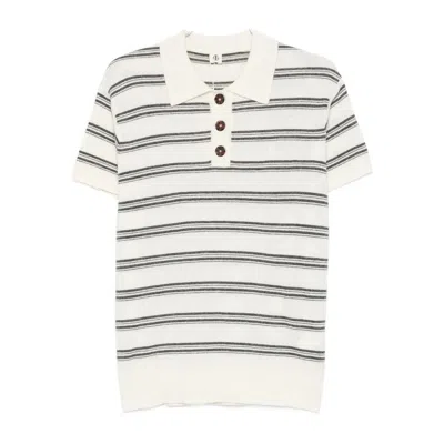 The Garment Striped Polo Shirt In White