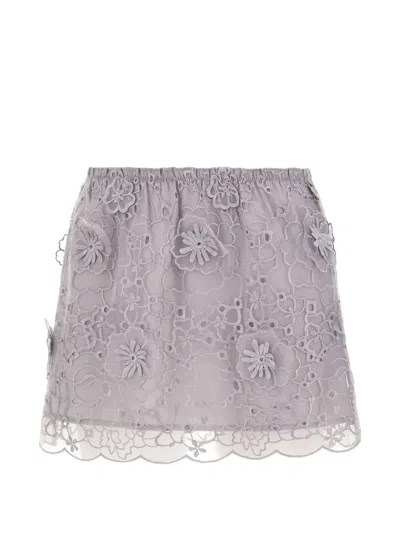 The Garment Sydney Floral Embroidered Skirt In White