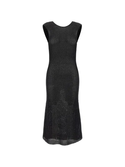 The Garment Tanzania Back Openwork Knit Midi Dress In Black