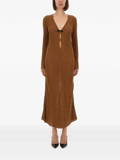The Garment Tanzania Crochet-knit V-neck Maxi Dress In Brown