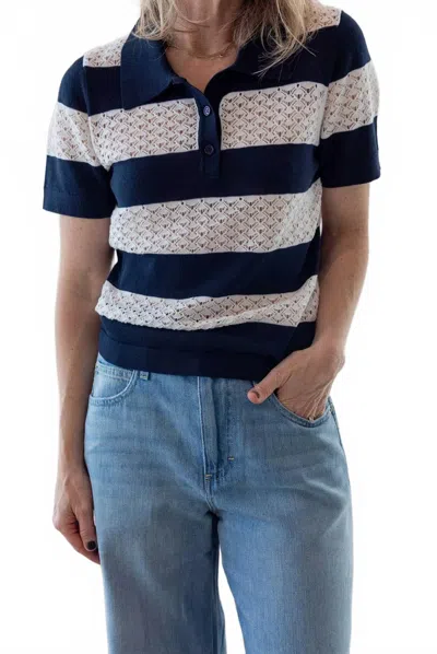 The Garment Tanzania Logo Polo Top In Navy/cream In Multi