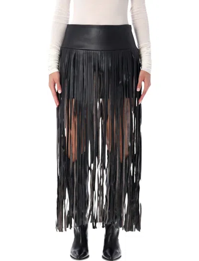 The Garment Brooklyn Leather-look Fringe Skirt In Black