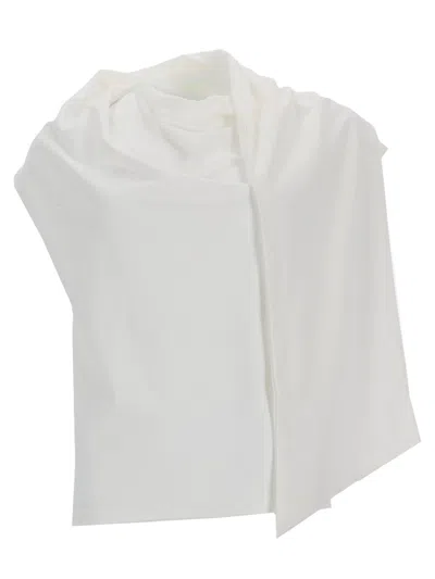 The Garment Scarf Detail Top Asymmetric Hem Design In White