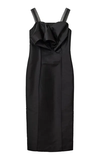 The Garment Umami Draped Silk Dress In Black