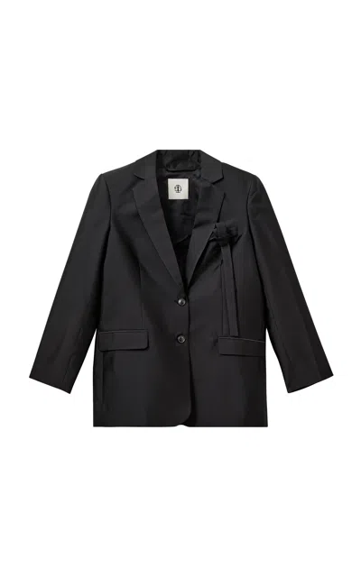 The Garment Umami Tie-knot Silk Blazer In Black