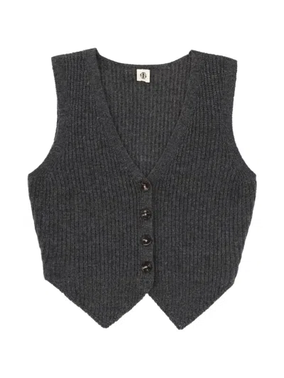 The Garment Como Ribbed Knit Pointed Vest In Black