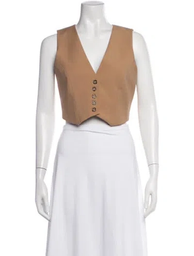Pre-owned The Garment V-neck Sleeveless Crop Top In Brown