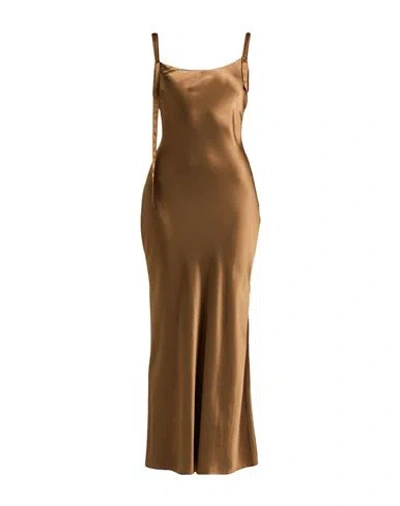The Garment Woman Maxi Dress Khaki Size 8 Silk
