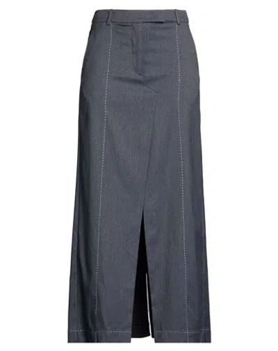 The Garment Woman Maxi Skirt Navy Size 6 Recycled Polyester, Viscose, Elastane In Blue