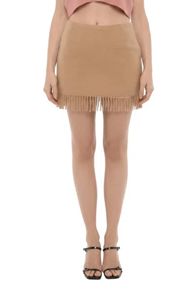 The Garment Women Beige Solid Mini Skirt In Brown