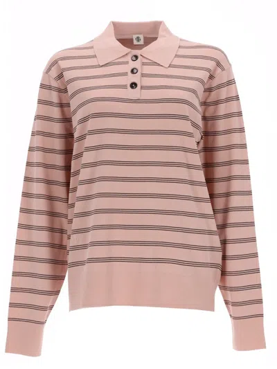 The Garment Women's Striped Long Sleeve Knit Polo Top In Multicolour