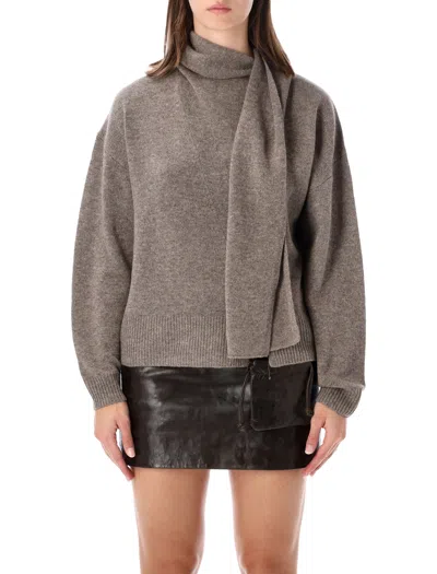 The Garment Women's Wool Cashmere Turtleneck Sweater With Scarf In Brown