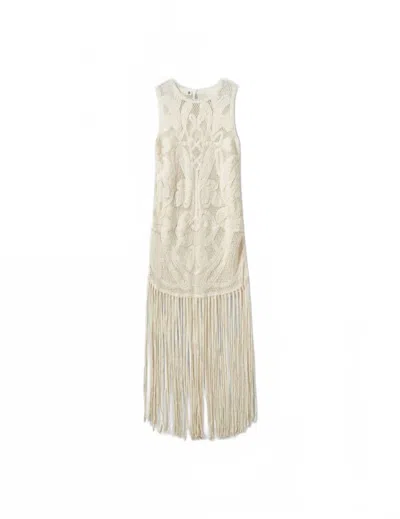 The Garment Kim Crochet-knit Fringed Maxi Dress In Neutral