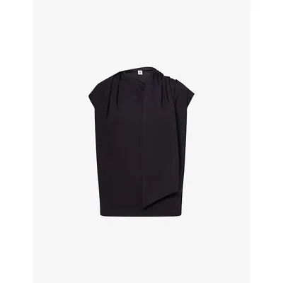 The Garment Womens Black Scarf Tee Draped Jersey T-shirt