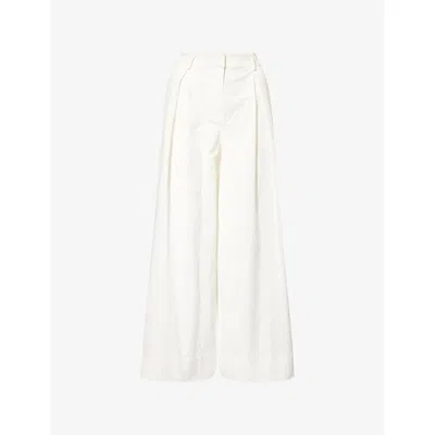The Garment Womens Avelino Wide-leg Cotton-blend Trousers Cream