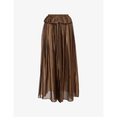 The Garment Womens Espresso Gilian Sheer Woven Maxi Skirt In Brown