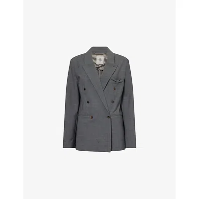 The Garment Womens Grey Melange Grand Peak-lapels Stretch-woven Blazer In Gray