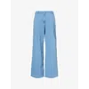 The Garment Womens Merci Wide-leg Cotton-blend Chambray Trousers Medium Blue In Medium Blue