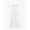 The Garment Womens Kirsten Tie-strap Crochet-trim Cotton Maxi Dress White In White