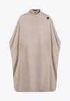 The Garment Wool-blend Crewneck Poncho In Beige