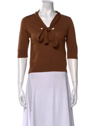 Pre-owned The Garment Wool Tie Neck Top In Brown