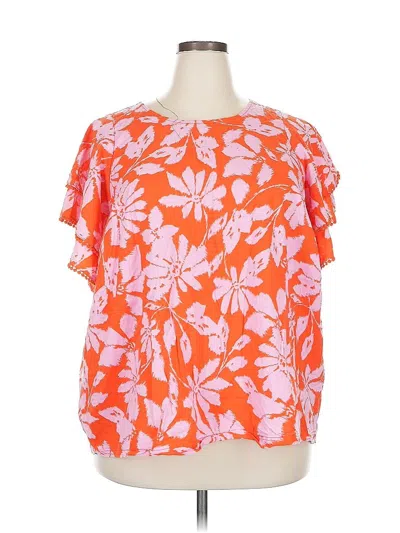 Pre-owned The Get Short Sleeve Blouse In Orange