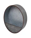 The Gg Collection Hanging Round Galvanized Metal Wall Planter In Gray