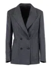 The Gigi Double-breasted Jacket In Gray