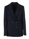 The Gigi Double-breasted Tailored Jacket With Classic Lapel In Black