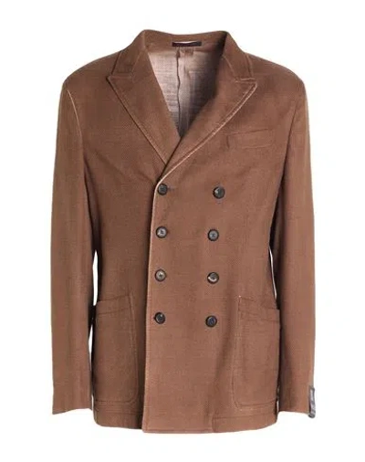 The Gigi Man Blazer Brown Size 44 Cotton, Viscose, Linen, Elastane