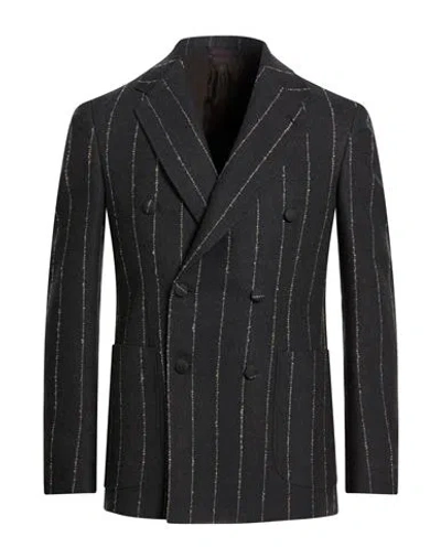 The Gigi Man Blazer Charcoal Size 42 Wool, Cotton In Blue