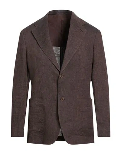 The Gigi Man Blazer Midnight Blue Size 44 Linen In Brown