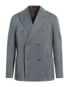 The Gigi Man Blazer Slate Blue Size 42 Cotton, Linen In Gray