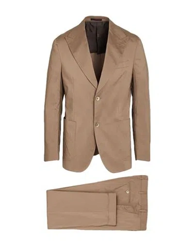The Gigi Man Suit Sand Size 42 Cotton, Silk, Polyamide, Elastane In Brown