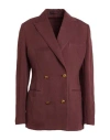 The Gigi Woman Blazer Burgundy Size 4 Hemp, Cotton In Red
