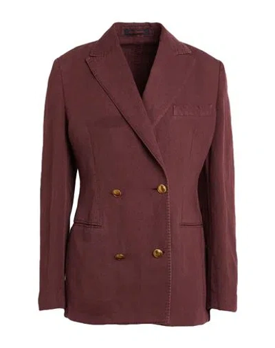 The Gigi Woman Blazer Burgundy Size 4 Hemp, Cotton In Red