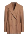 The Gigi Woman Blazer Camel Size 8 Virgin Wool, Polyester In Beige