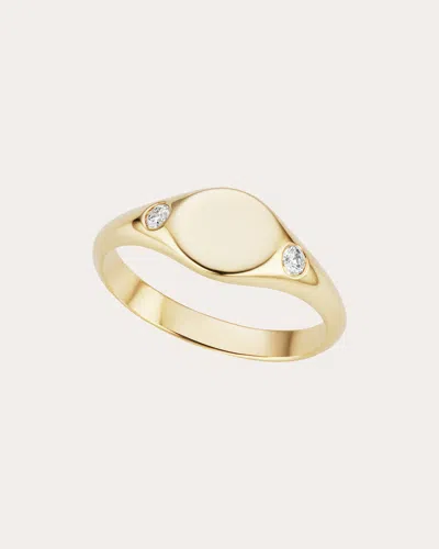 The Gild Women's 14k Gold Diamond Petite Signet Ring