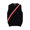 The Gilded Cottage Men's Black / White / Red Diagonal Striped Vest In Black/white/red