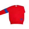 The Gilded Cottage Men's Blue / Red Hand Embroidered Alpaca - Varsity Sweater In Blue/red