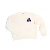 The Gilded Cottage Men's White Hand Embroidered Alpaca Crewneck Sweater In White